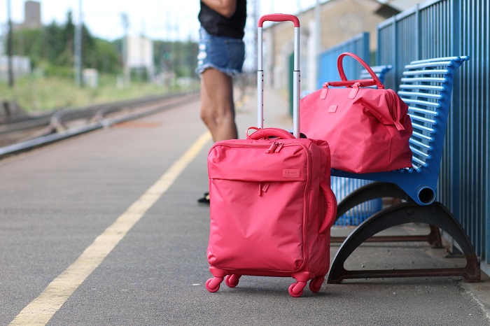 set valise sac Lipault rouge rose