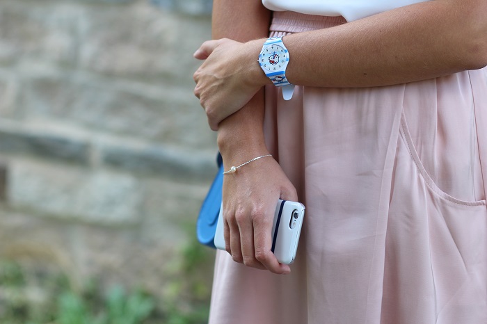 montre marinière blanc bleu Hello Kitty