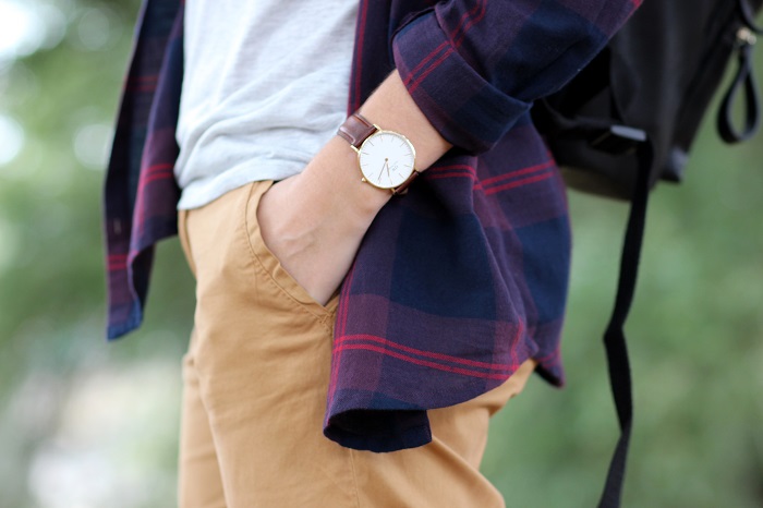 montre or cuir marron Daniel Wellington