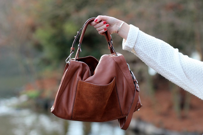 sac Sandro Amance cuir marron camel