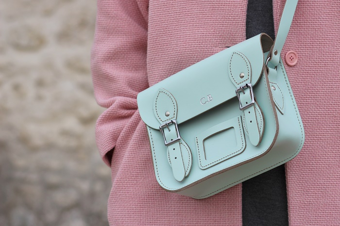 sac cartable The Leather Satchel Co. bleu pastel