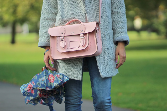 sac cartable cuir rose